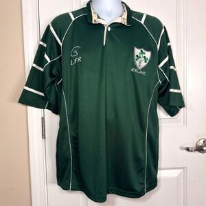 Live For Rugby Ireland Jersey Green Embroidered Shamrock Sportswear Large
